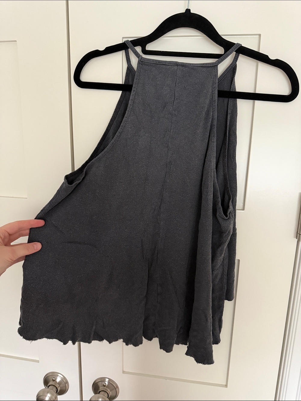 H&M Washed Charcoal High-Low Ribbed Tank Top - Picture 4 of 4